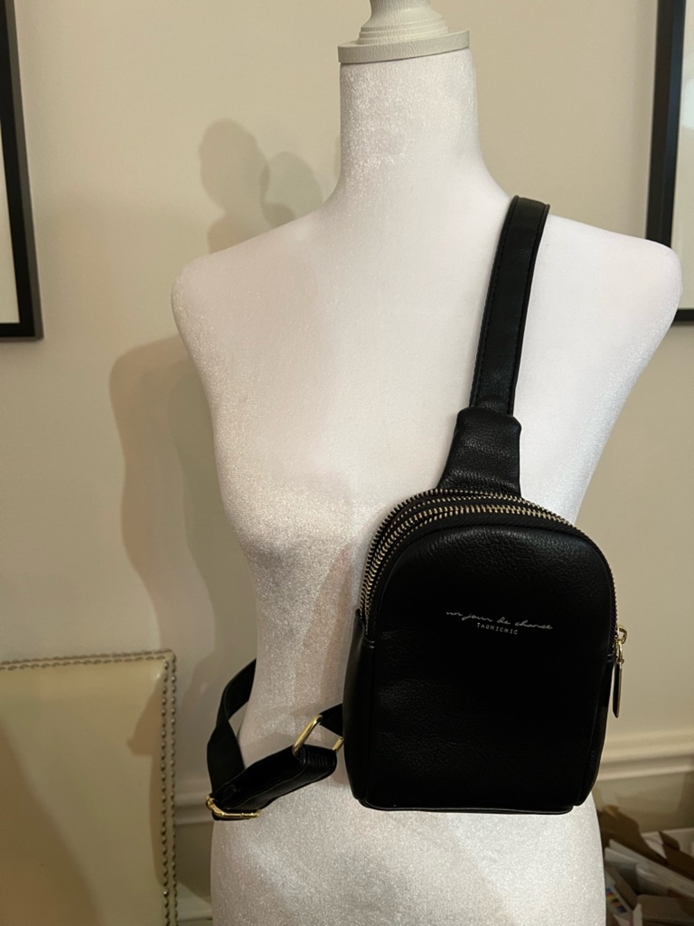 Black Faux Leather Mini Crossbody Sling Bag